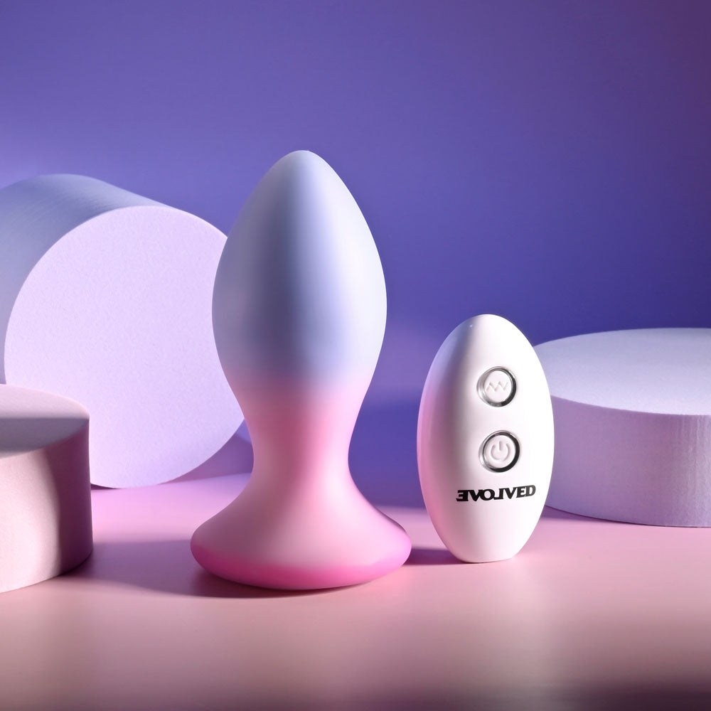 Evolved PARADISE PLUG - Pink/Purple 10.5cm Vibrating Butt Plug with Wireless Remote