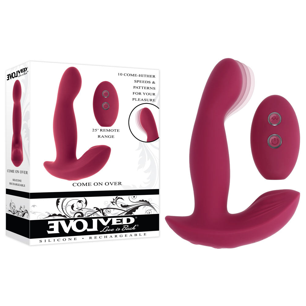 Evolved COME ON OVER - Burgundy Red 15.9cm Vibrator with Wireless Remote