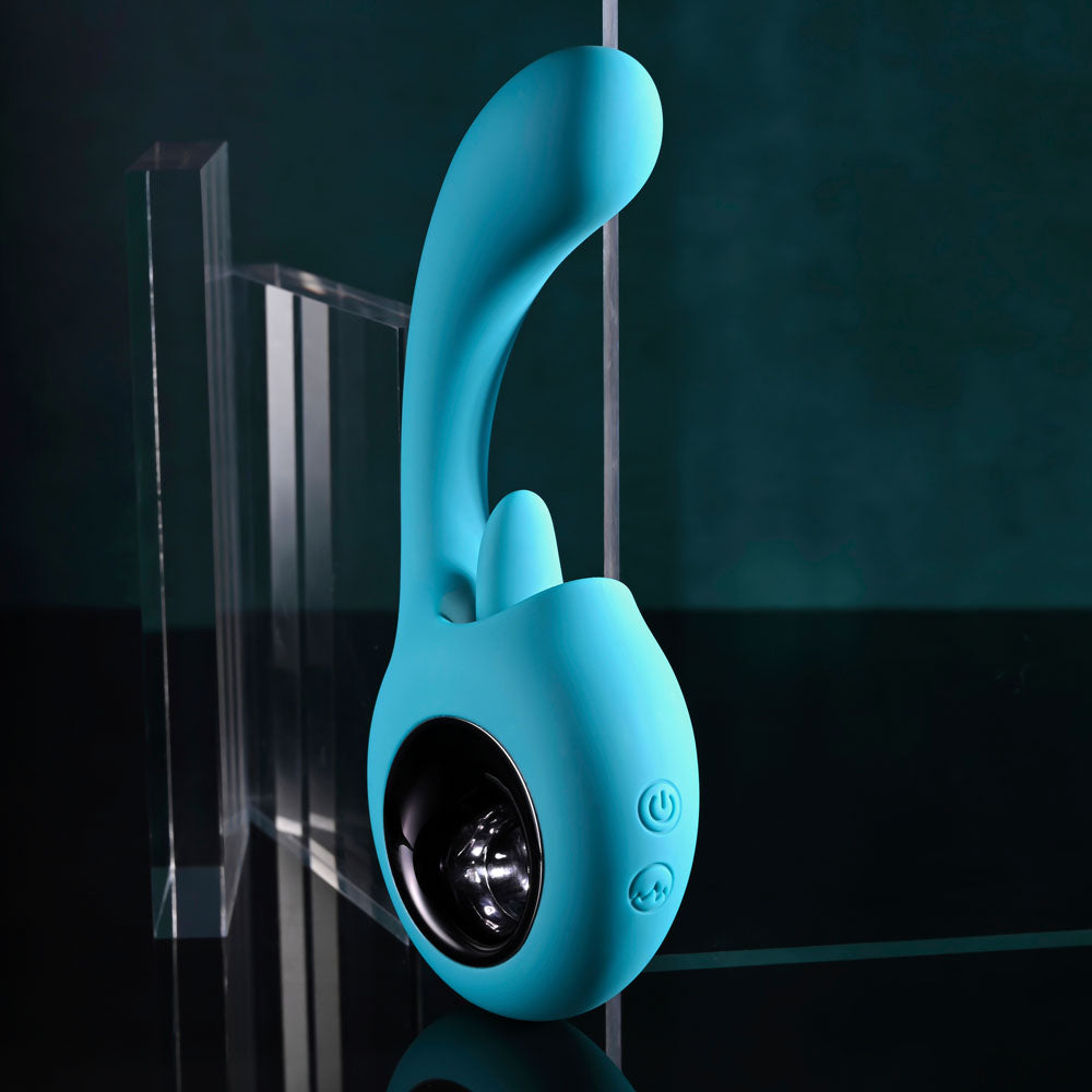 Evolved HOW MANY LICKS - Blue 17.8cm USB Rechargeable Vibrator with Flicking Stimulator