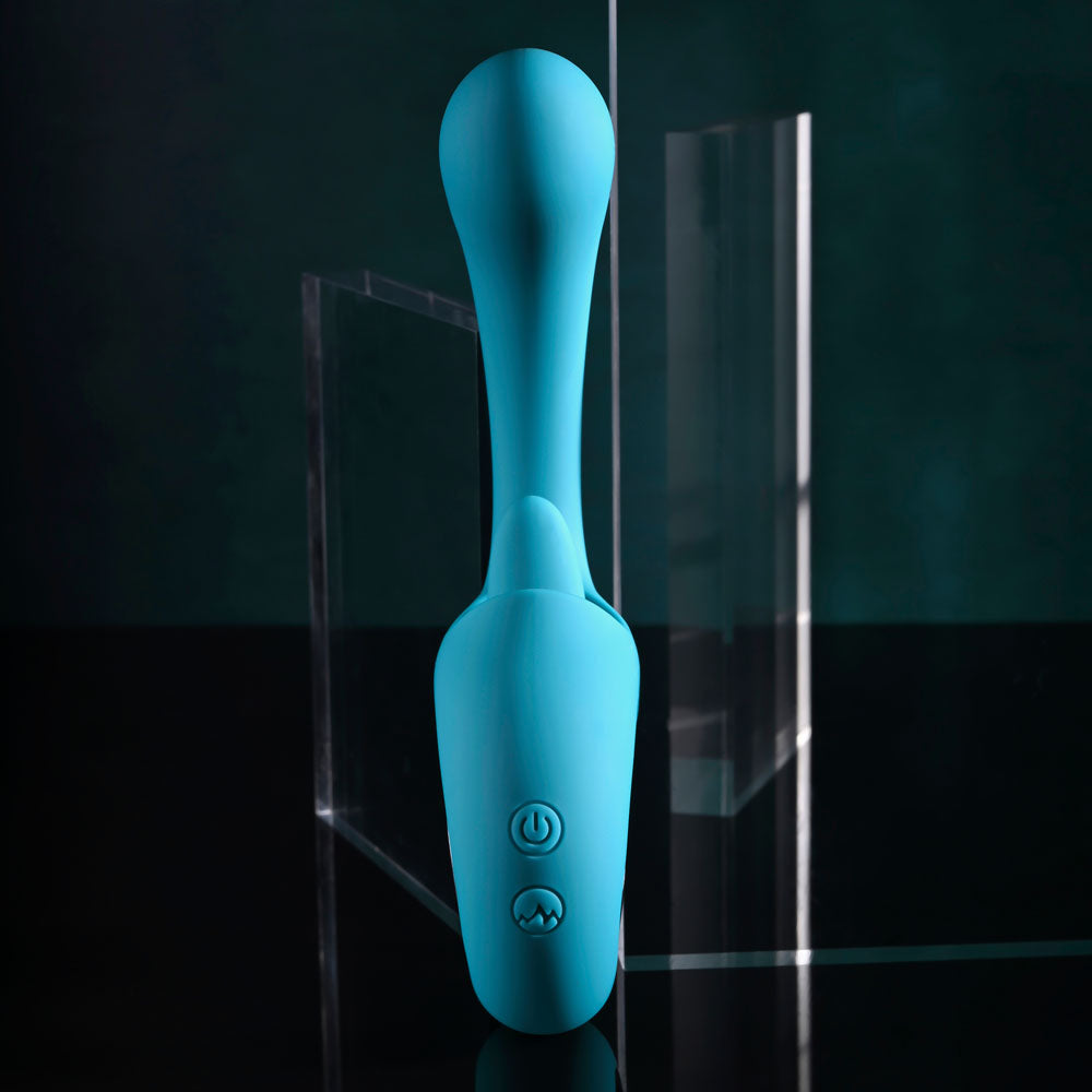 Evolved HOW MANY LICKS - Blue 17.8cm USB Rechargeable Vibrator with Flicking Stimulator
