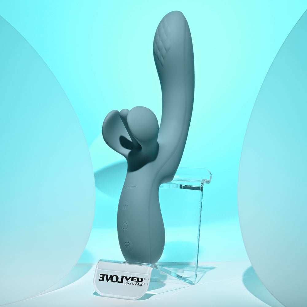 Evolved TAKE YOUR FLICK - Grey 24.1cm Vibrator with Flicking Clitoral Stimulator