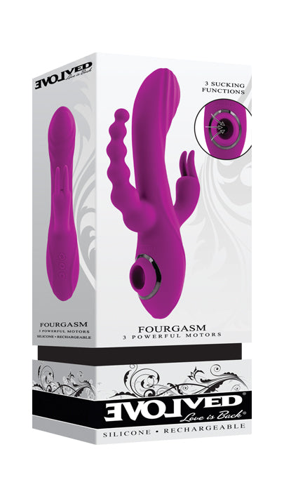 Evolved FOURGASM Purple 21.9cm Triple Vibrator with Suction