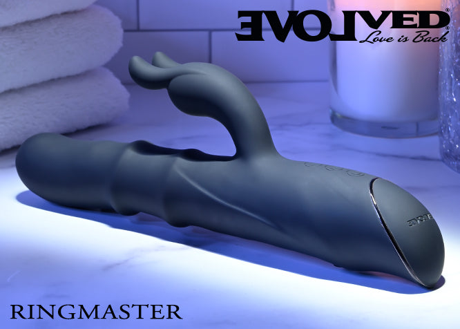 Evolved RINGMASTER Black 23.1cm USB Rechargeable Rabbit Vibrator