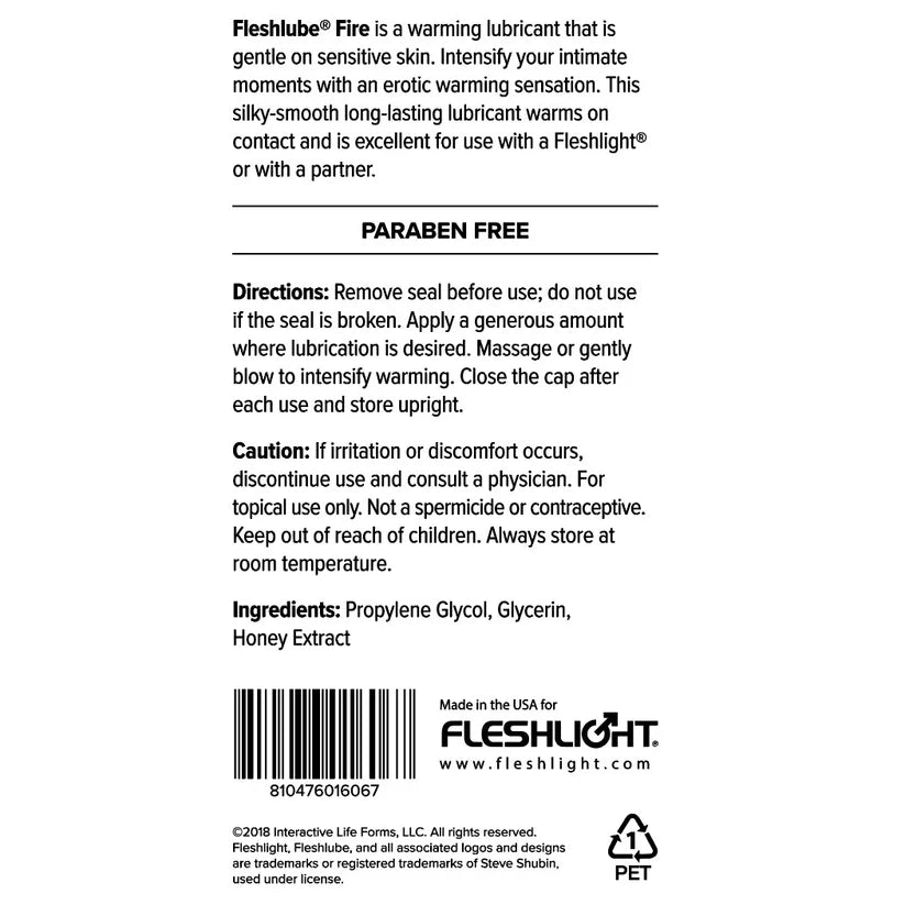Fleshlight Fleshlube Fire Warming Lubricant 4oz/118ml