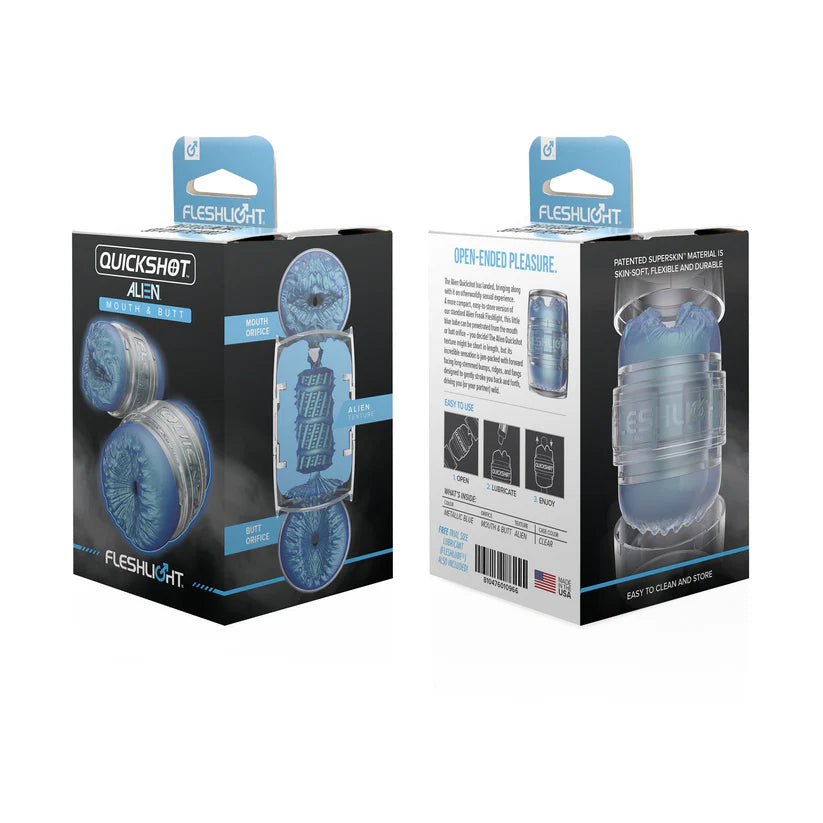 Fleshlight Quickshot Alien Blue Metallic Mouth/Butt Masturbator