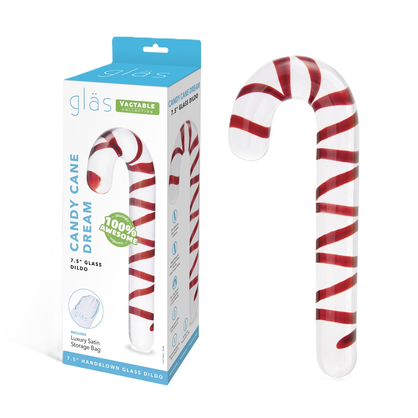 Electric EEL | GLAS Candy Cane Dream 7.5" Glass Dildo