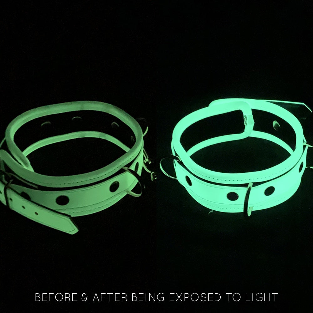 Love In Leather Glow In The Dark Collar & Lead Set