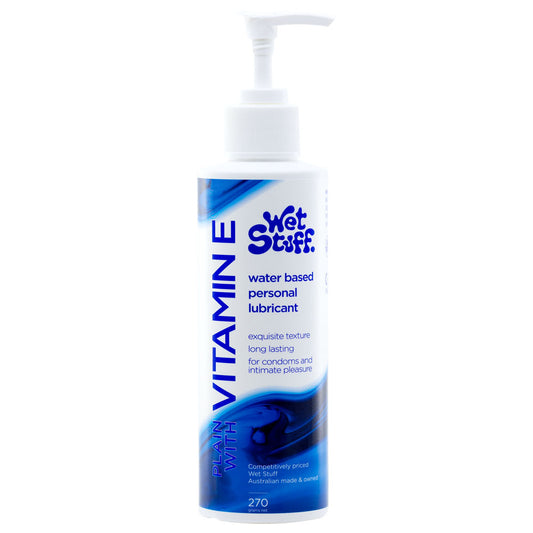 Wet Stuff Plain with Vitamin E Water Based Lube Lubricant Pump 270g