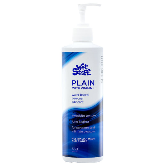 Wet Stuff Plain with Vitamin E Water Based Lube Lubricant Pump 550g