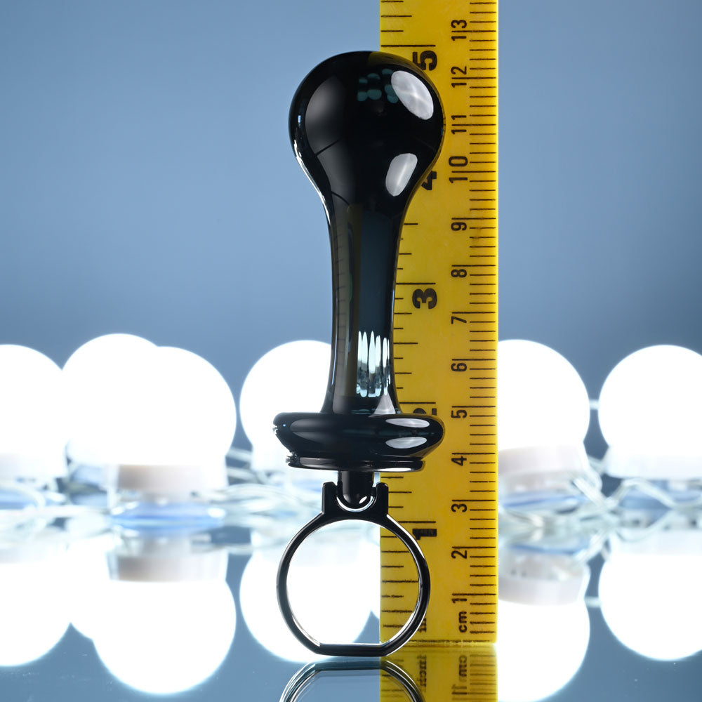 Gender X BLOW POP - Black 12.8cm Glass Plug with Ring Pull