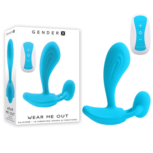 Gender X WEAR ME OUT - Blue 11.1cm Wearable Vibrator with Wireless Remote