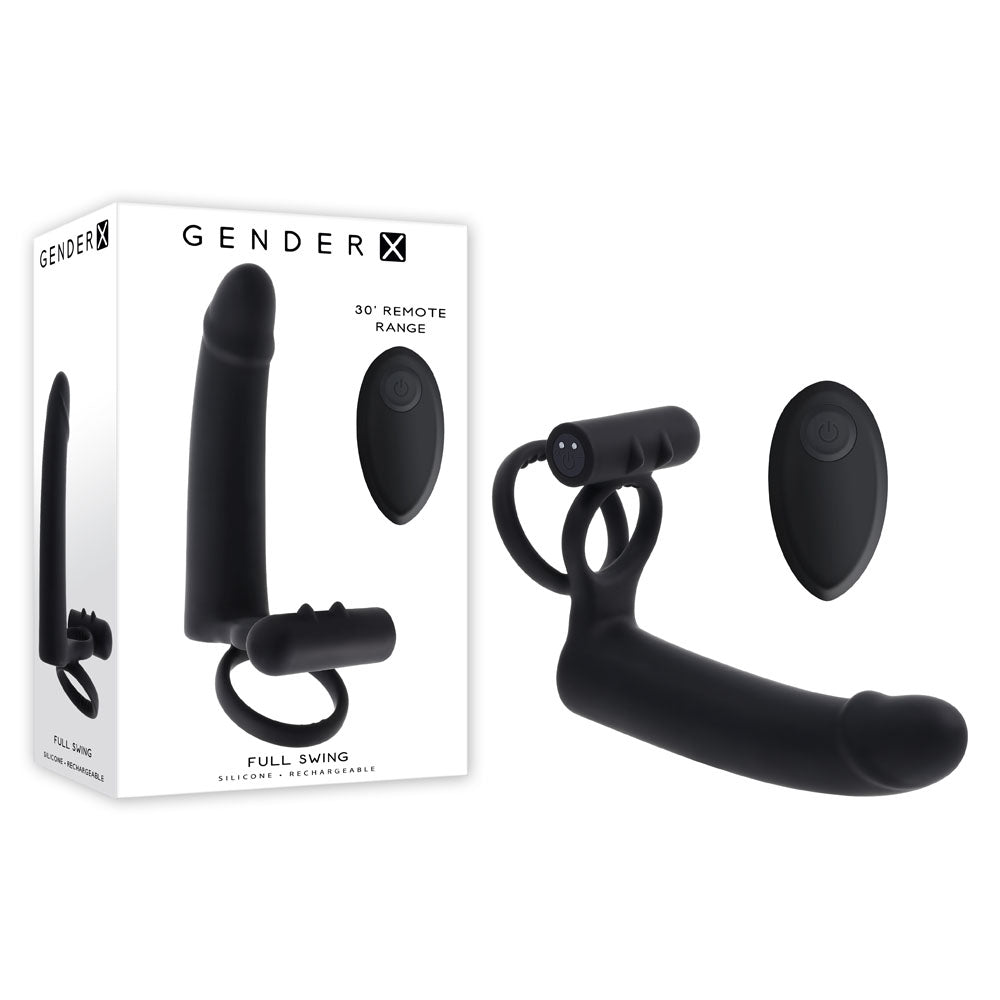 Gender X FULL SWING - Vibrating Cock Ring with Double Penetrator Dildo