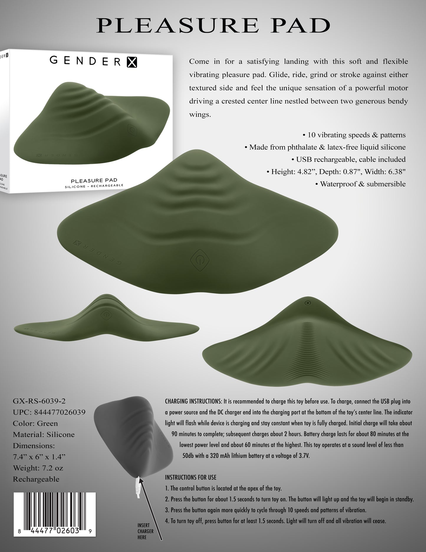 Gender X PLEASURE PAD - Green Grinding Vibrating Pad
