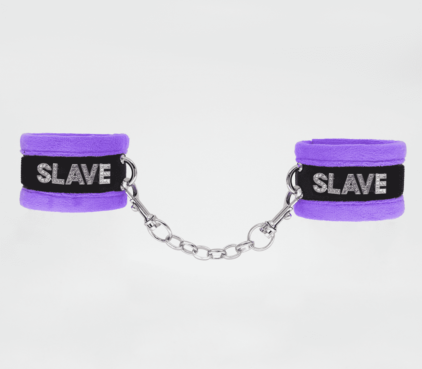 Love In Leather Fluffy Diamante SLAVE Wrist Restraints