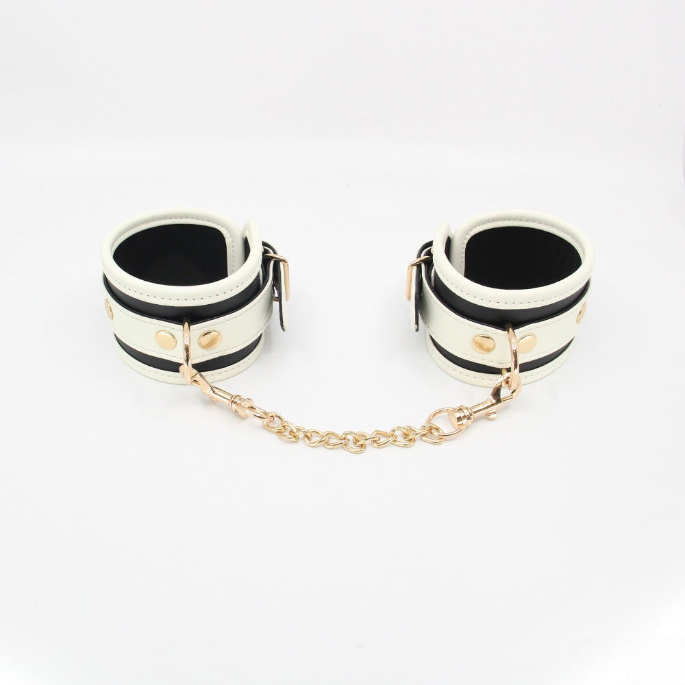 Love In Leather Black & Glow In The Dark Wrist Restraints