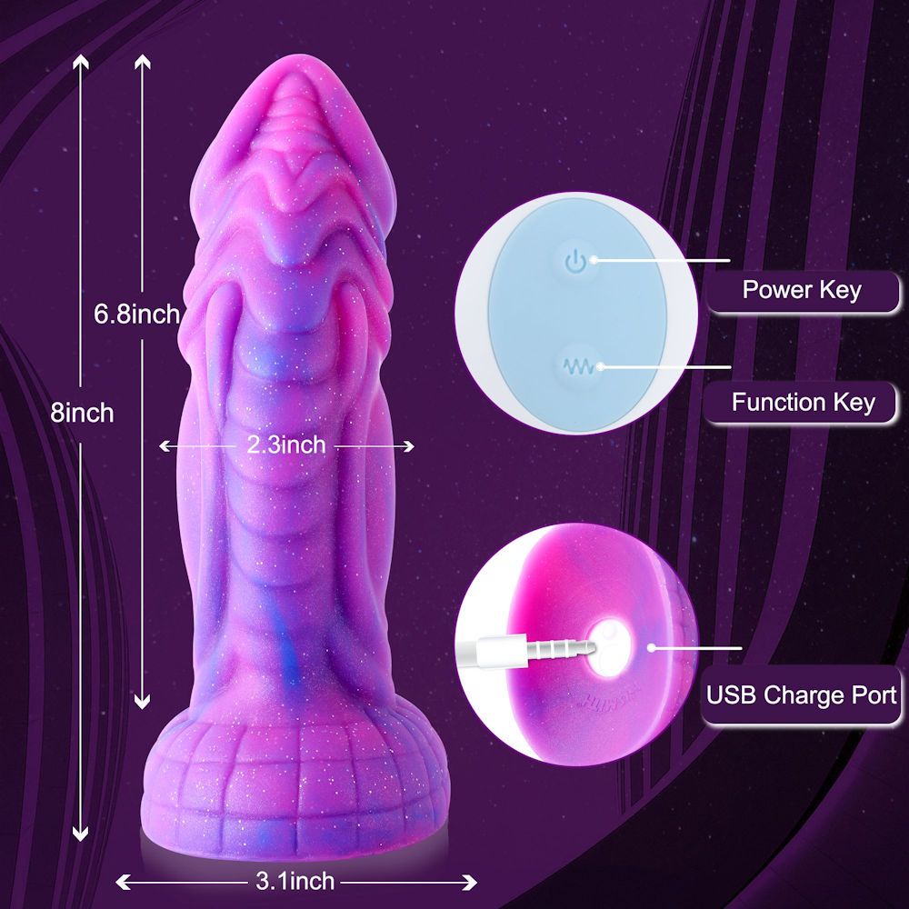 HiSmith - The Dream Sky Monster Series 8" Curved Giant Suction Vibrating Dildo