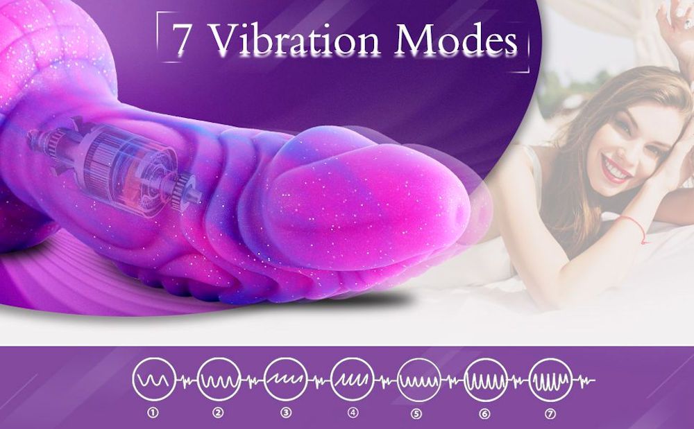 HiSmith - The Dream Sky Monster Series 8" Curved Giant Suction Vibrating Dildo