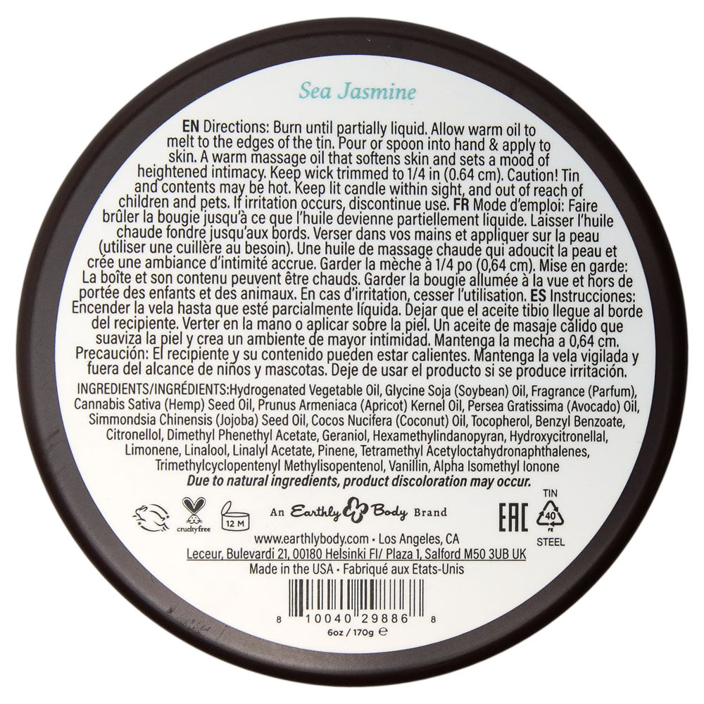 Earthly Body Aphrodisiac Massage Candle - Sea Jasmine 170g