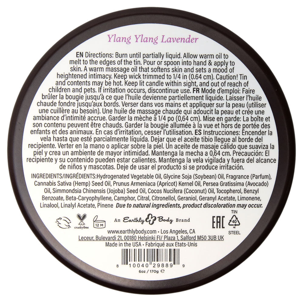 Earthly Body Aphrodisiac Massage Candle - Ylang Ylang Lavender 170g