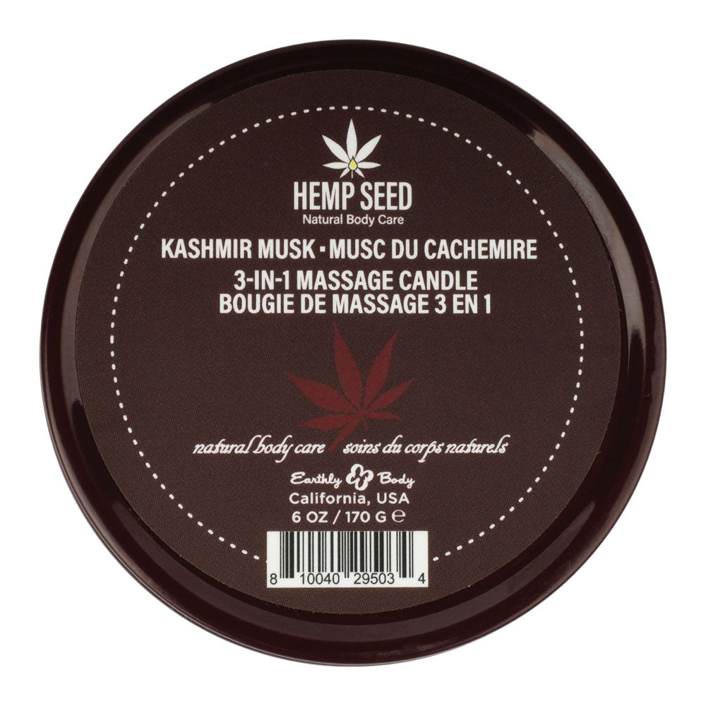 Earthly Body Hemp Seed 3-In-1 Massage Candle - Kashmir Musk (Brandy, Magnolia & Vanilla Musk) - 170g