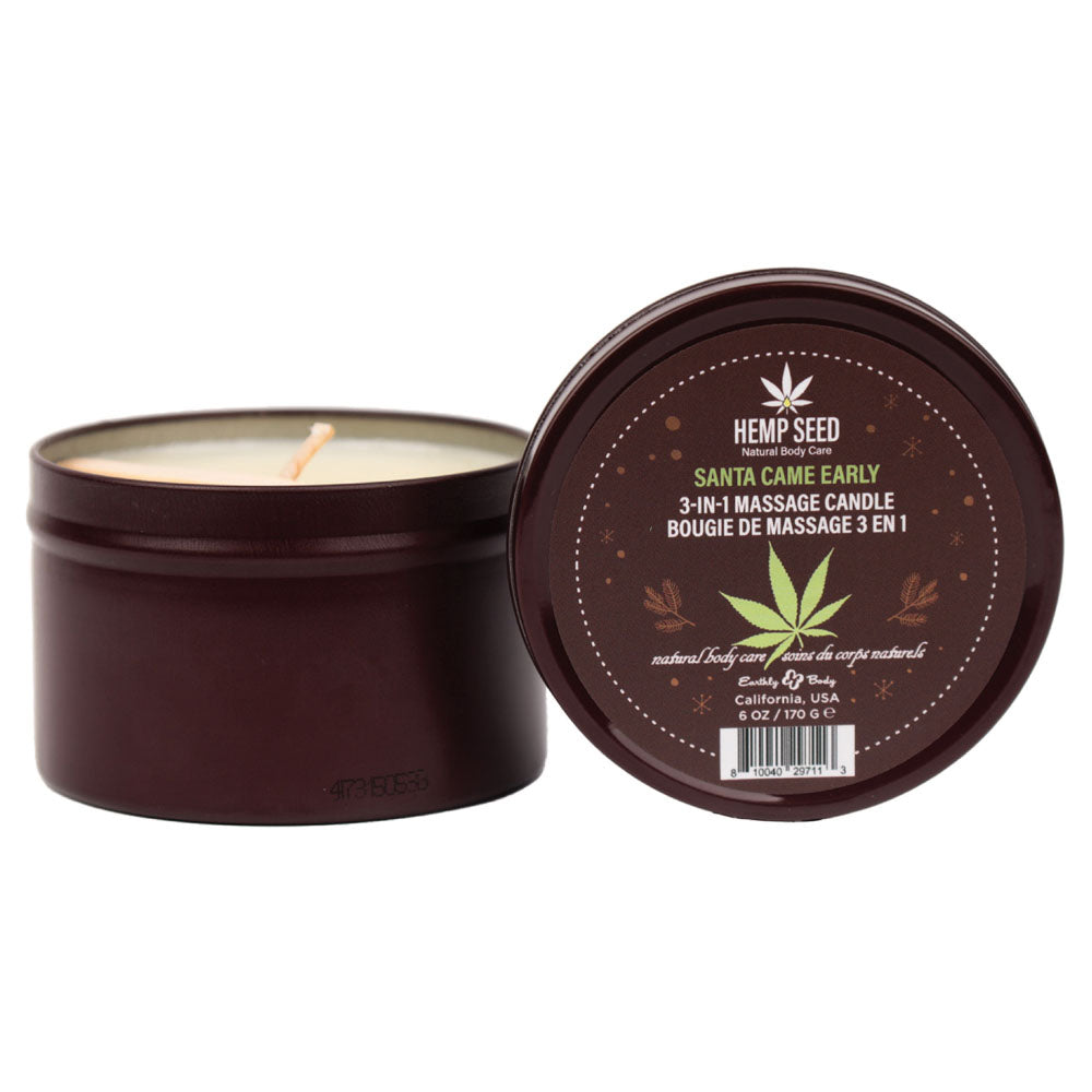 Earthly Body Hemp Seed 3-In-1 Massage Candle - Santa Came Early (Honey, Cinnamon, Maple) - 170g