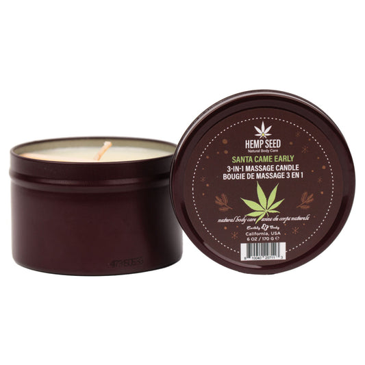 Earthly Body Hemp Seed 3-In-1 Massage Candle - Santa Came Early (Honey, Cinnamon, Maple) - 170g
