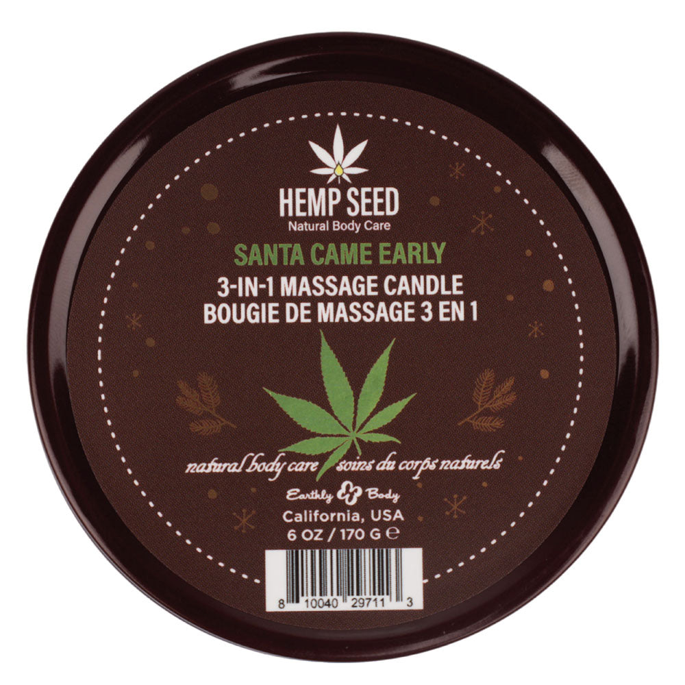 Earthly Body Hemp Seed 3-In-1 Massage Candle - Santa Came Early (Honey, Cinnamon, Maple) - 170g