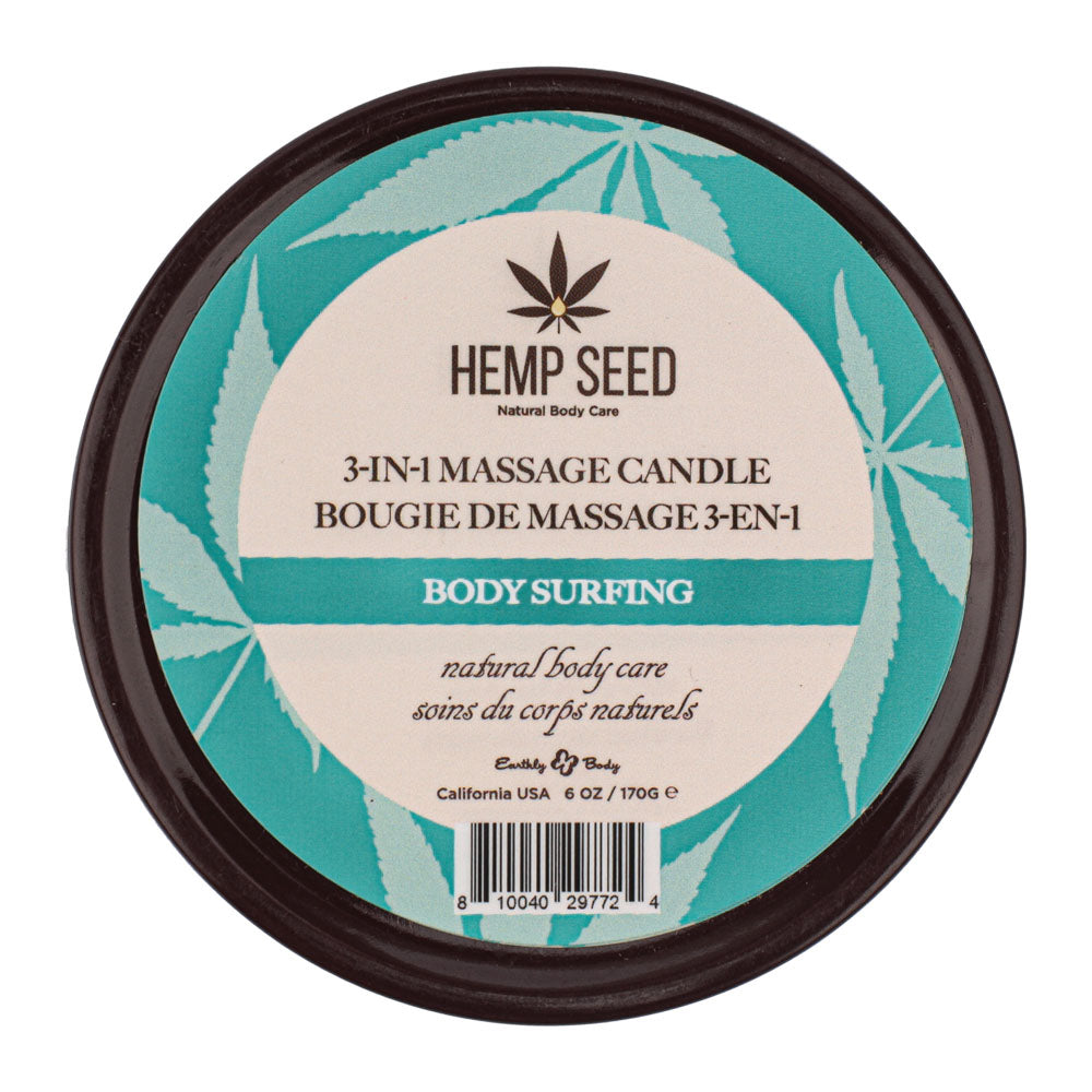 Earthly Body Hemp Seed 3-In-1 Massage Candle - Body Surfing (Aquatic Notes, Magnolia, Solar Florals) - 170g