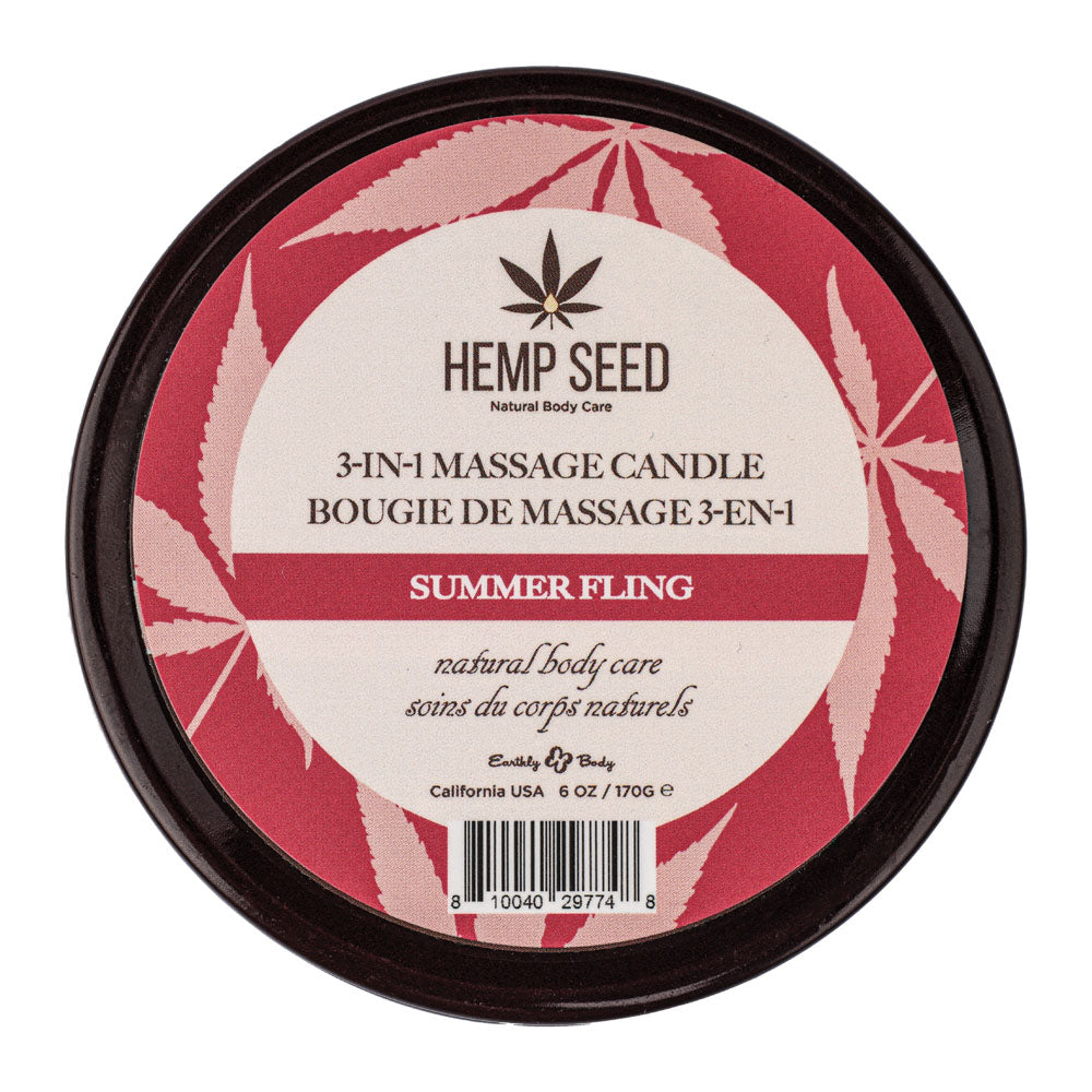 Earthly Body Hemp Seed 3-In-1 Massage Candle - Summer Fling (Juicy Pear, Violet, Radiant Amber) - 170g
