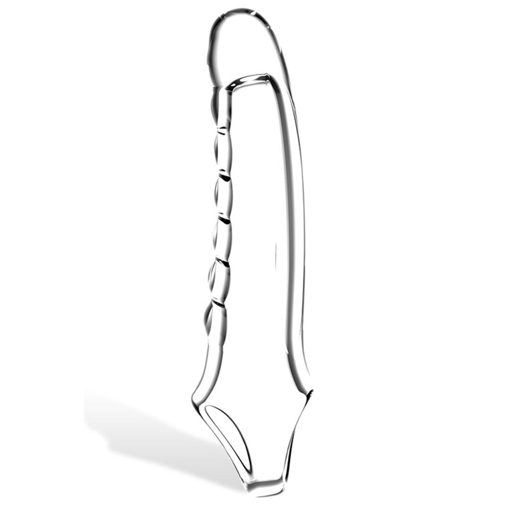 Adam & Eve Ridged Rider - Clear 22.9cm Penis Extension Sleeve