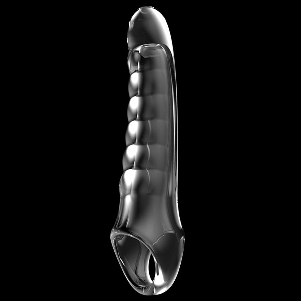 Adam & Eve Ridged Rider - Clear 22.9cm Penis Extension Sleeve