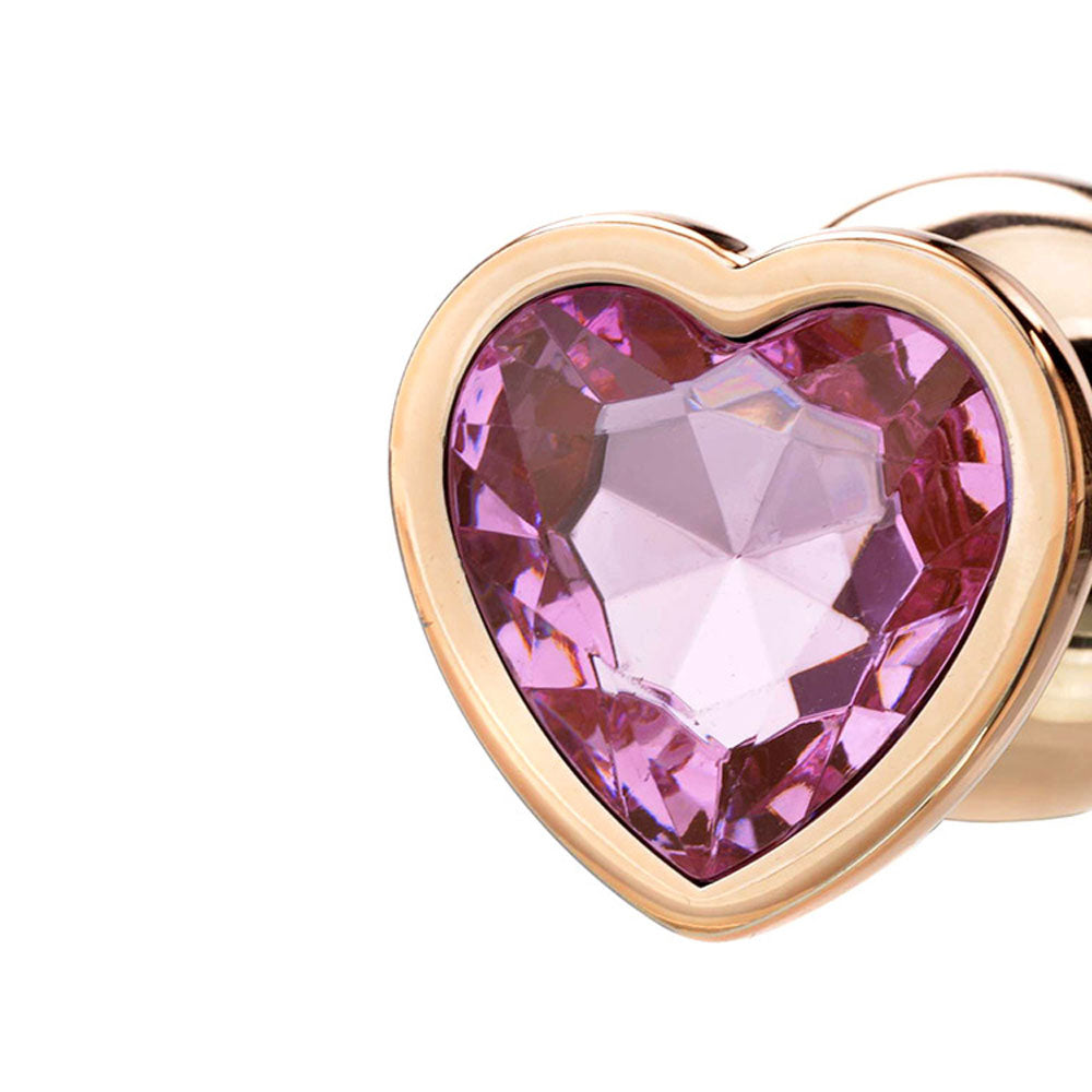Adam & Eve Rose Gold Heart Gem Anal Training Set - Rose Gold Plugs with Gem Bases - Set of 3 Sizes