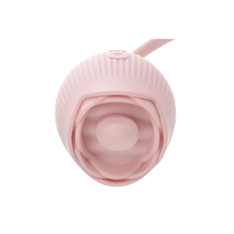 Adam & Eve THRUST & TICKLE Rose Vibrator - Pink Flickering Rose Stimulator with Thrusting Bullet