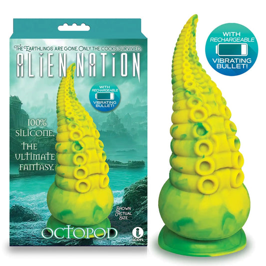 Icon Brands | Alien Nation - Octopod Yellow/Green 22.9cm Vibrating Fantasy Dong Dildo
