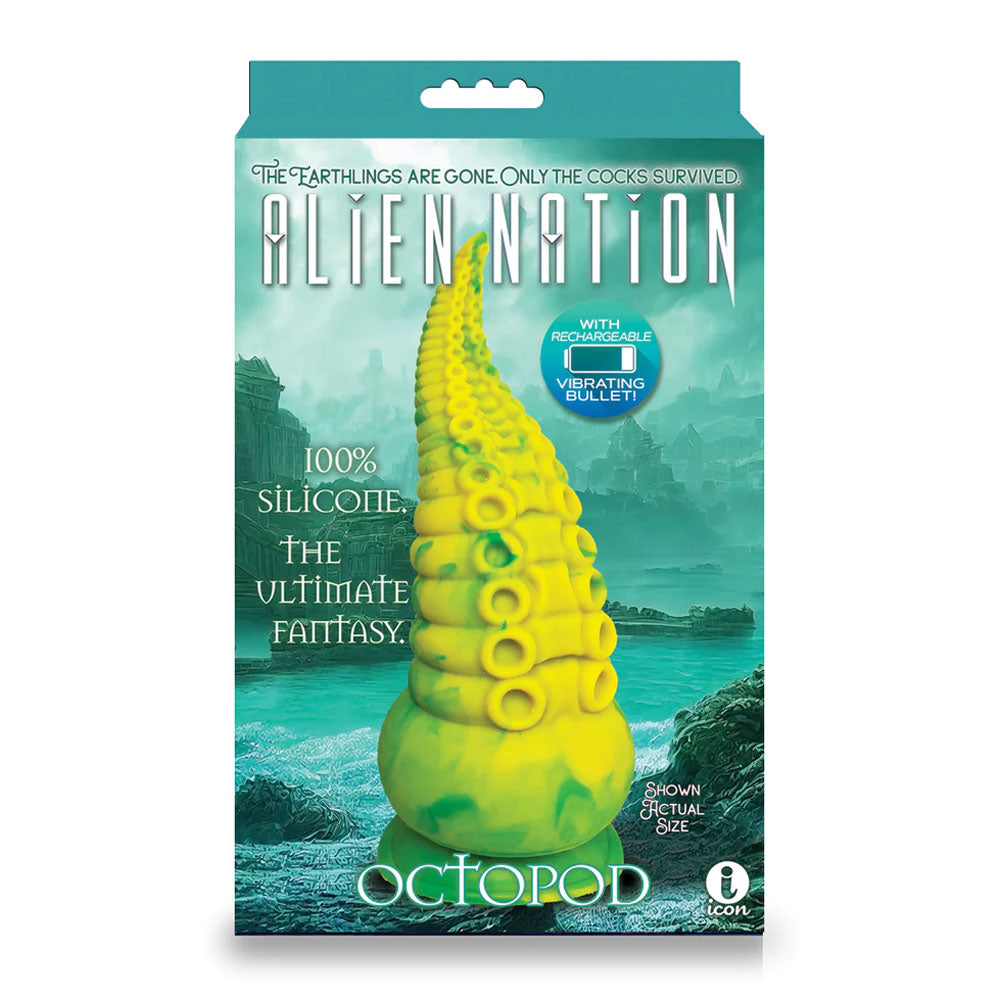 Icon Brands | Alien Nation - Octopod Yellow/Green 22.9cm Vibrating Fantasy Dong Dildo