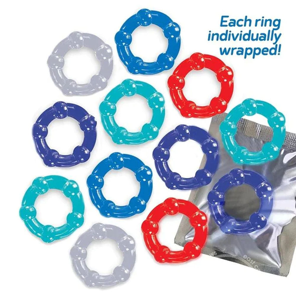 Icon Brands | Baller's Dozen - Beaded Individually Wrapped Cock Rings - Pack of 12