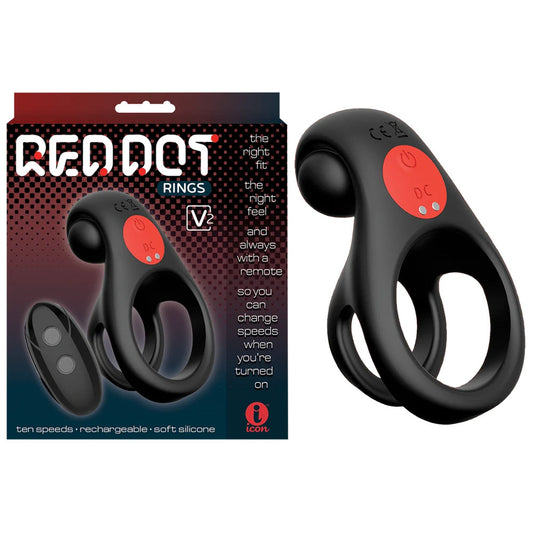 Icon Brands | Red Dot Rings - V2 Vibrating Cock & Ball Ring with Remote