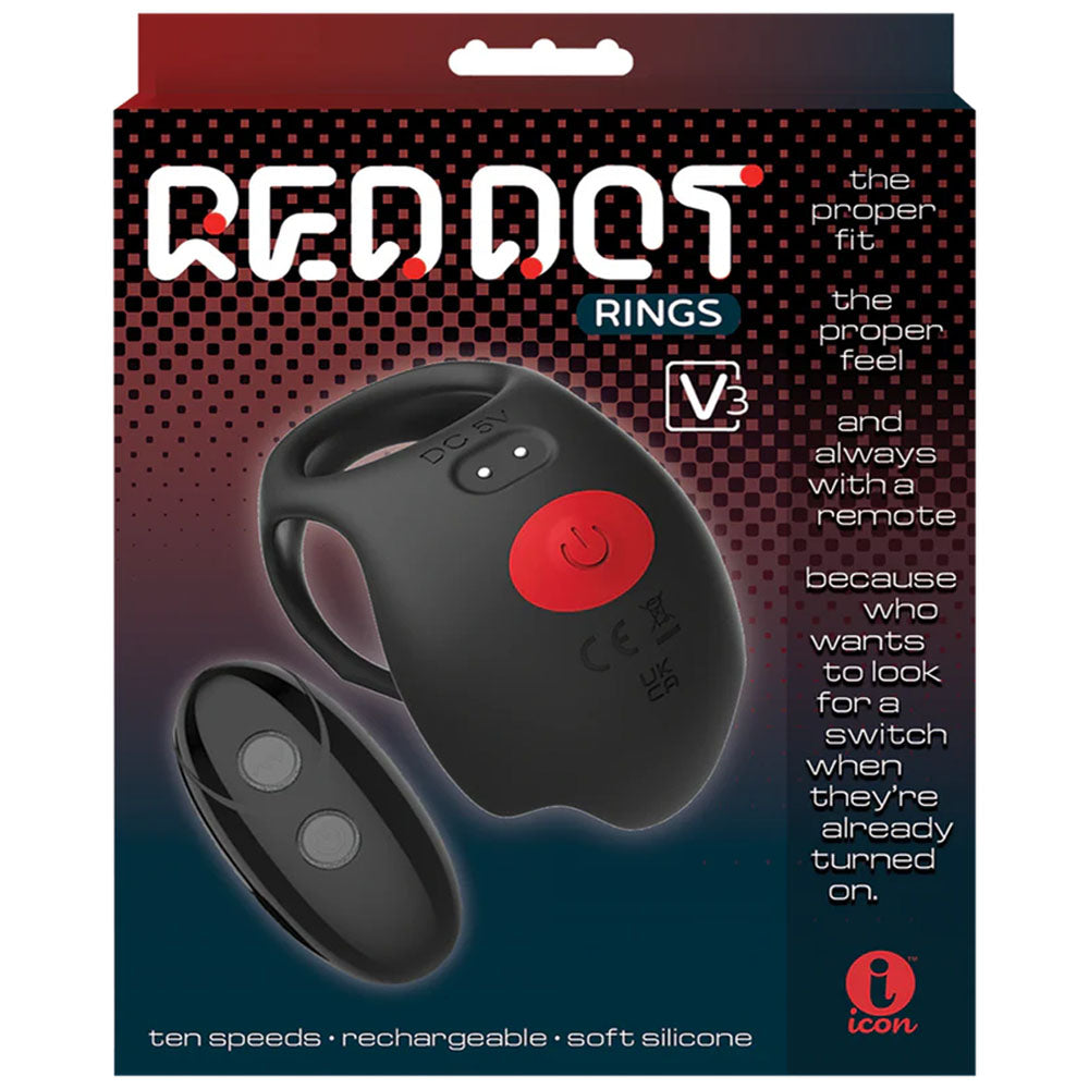 Icon Brands | Red Dot Rings - V3 Vibrating Cock & Ball Ring with Remote