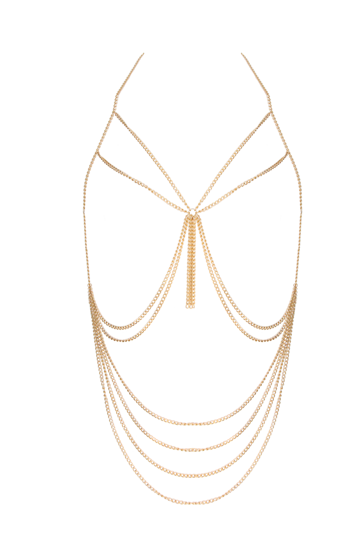 Muse Lingerie Gold Curb Chain Body Harness PH001GLD One Size
