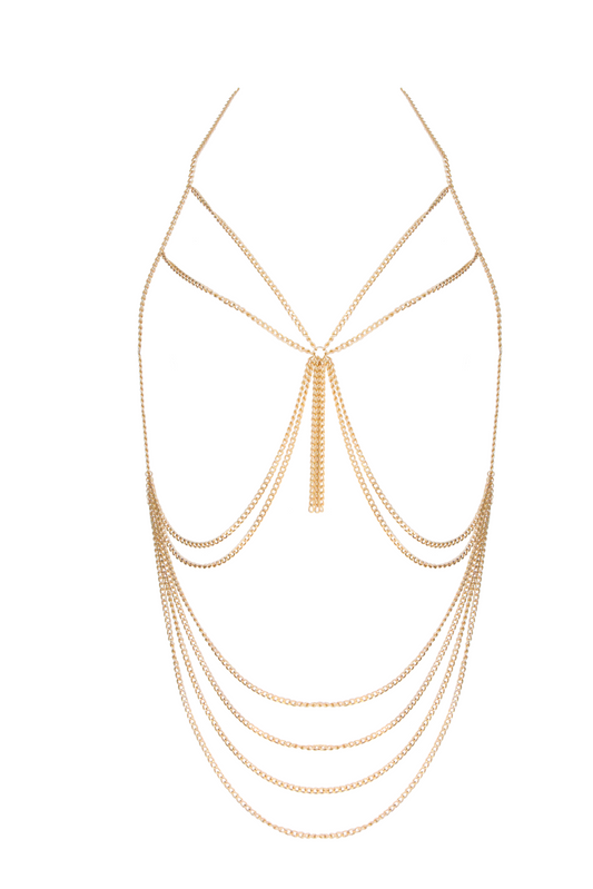 Muse Lingerie Gold Curb Chain Body Harness PH001GLD One Size