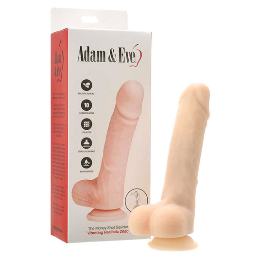 Adam & Eve THE MONEY SHOT SQUIRTER - Flesh 19.8cm Vibrating Squirting Dildo