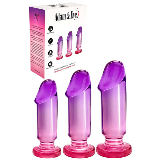 Adam & Eve SUNSET DREAMS Anal Training Kit - Pink/Purple Set of 3 Plugs