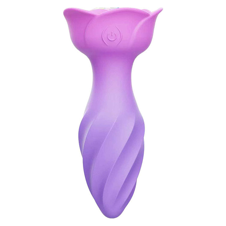 Adam & Eve ROTATING ROSE PLUG - Pink 12cm Rotating & Vibrating Butt Plug with Gem Base