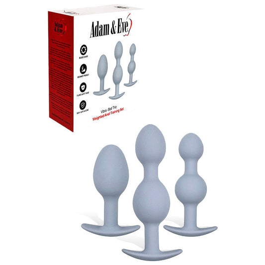 Adam & Eve VIBRA-BALL TRIO - Grey Weighted Vibrating Anal Training Set - Set of 3 Plugs