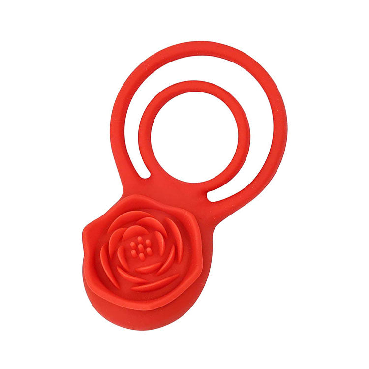 Adam & Eve VIBRATING ROSE DOUBLE ENHANCER - Red Cock & Balls Ring with Remote