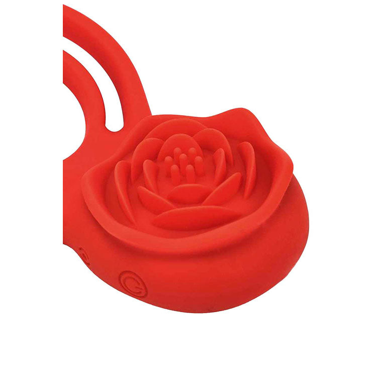 Adam & Eve VIBRATING ROSE DOUBLE ENHANCER - Red Cock & Balls Ring with Remote