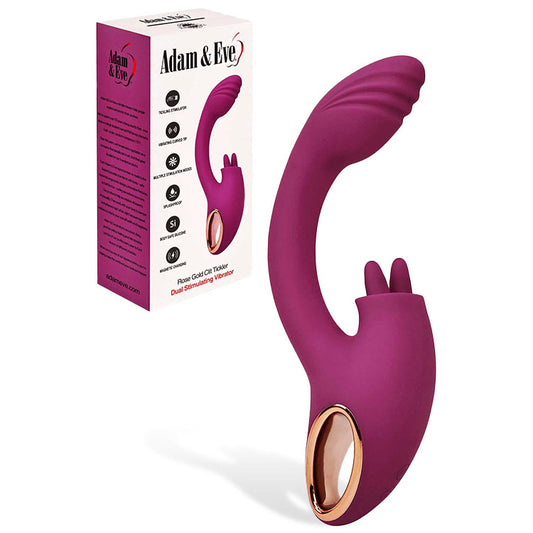 Adam & Eve ROSE GOLD CLIT TICKLER - Red 22cm Rabbit Vibrator