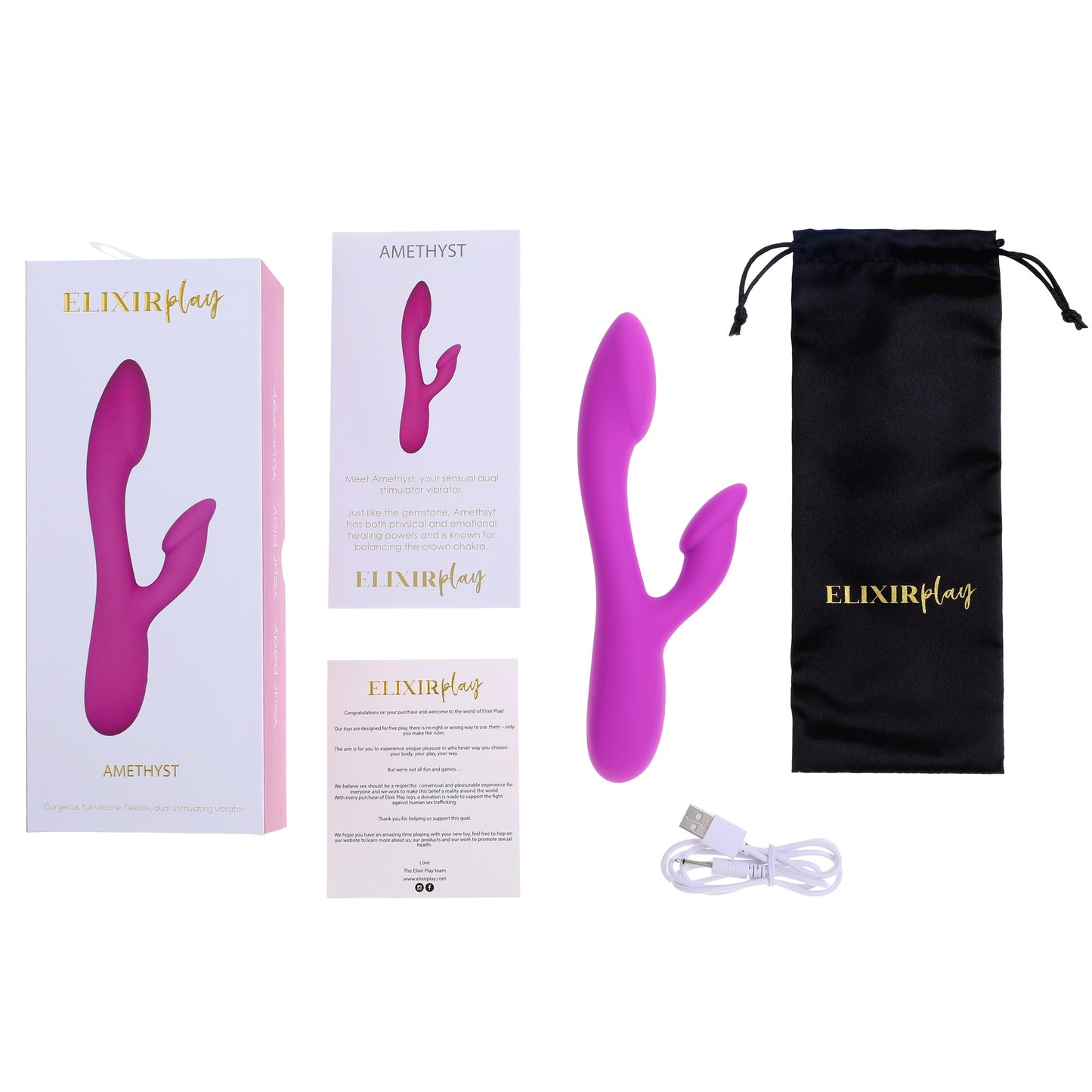 ELIXIR Play Amethyst Bendable Rabbit Vibrator