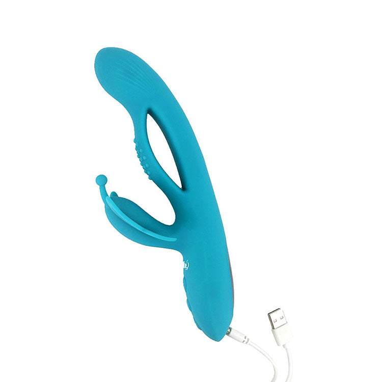 Adam & Eve BUTTERFLY EMBRACE Rabbit Vibrator - Blue