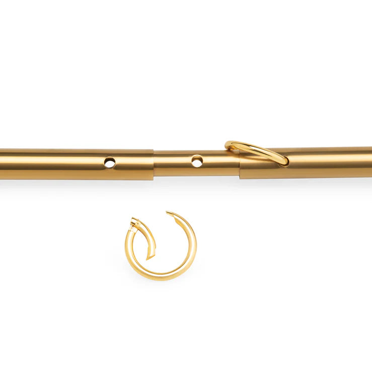 Lux Fetish Solid Gold Expandable Spreader Bar Set With Detachable Leatherette Cuffs